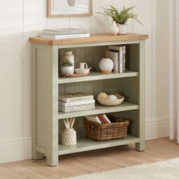 The Furniture Market Marbury Sage Green Painted Small Low Bookcase