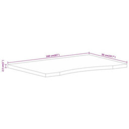 Berkfield Desk Top With Curve 160X50X2.5 Cm Solid Wood Rough Mango - thumbnail 8