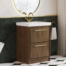 Hudson Reed Lille Floorstanding Two Drawer Contemporary Vanity Unit With 1 Tap Hole Basin In Antique Oak, 630 X 471mm - thumbnail 4