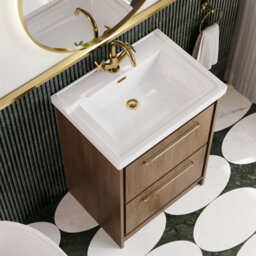 Hudson Reed Lille Floorstanding Two Drawer Contemporary Vanity Unit With 1 Tap Hole Basin In Antique Oak, 630 X 471mm - thumbnail 3