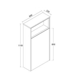 Homestylestore 600mm Light Oak Wc Unit Led Lit Shelf Back To Wall Toilet And Chrome Flush Button - thumbnail 4