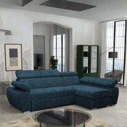 Boston Mini Premium Right Hand Corner Sofa Bed Blue Corduroy Upholstery With Storage And Bonell Spring Support - thumbnail 2
