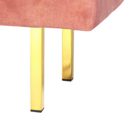 Wyld And Coco Pink Velvet Tufted Bed Bench With Gold Metal Legs, Compact Rectangular Seat W117 X D40 X H44Cm - thumbnail 6