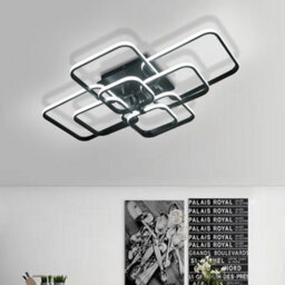 Living And Home 8 Lights Squares Black Contemporary Led Low Energy Semi Flush Acrylic Ceiling Light Cool White - thumbnail 2