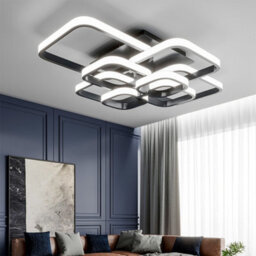 Living And Home 8 Lights Squares Black Contemporary Led Low Energy Semi Flush Acrylic Ceiling Light Cool White