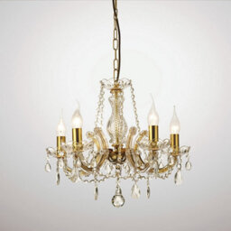 Luminosa Lighting Luminosa Gabrielle Chandelier Glass Sconce & Glass Crystal Droplets 5 Light E14 Polished Brass Finish - thumbnail 2