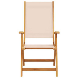 Folding Garden Chairs 2 Pcs Solid Wood Acacia And Textilene - Cushion Not Included - thumbnail 4
