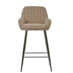 Lakeland Furniture Hamilton Fawn Brown Chrome Fixed Leg Base Bar Stool