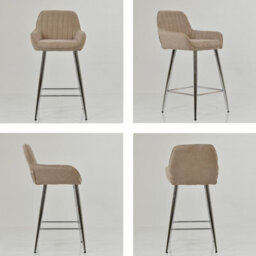 Lakeland Furniture Hamilton Fawn Brown Chrome Fixed Leg Base Bar Stool - thumbnail 2