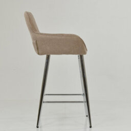 Lakeland Furniture Hamilton Fawn Brown Chrome Fixed Leg Base Bar Stool - thumbnail 5