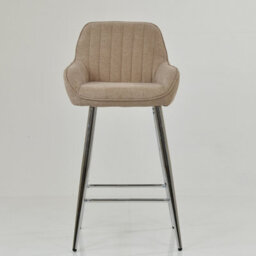 Lakeland Furniture Hamilton Fawn Brown Chrome Fixed Leg Base Bar Stool - thumbnail 3