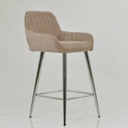 Lakeland Furniture Hamilton Fawn Brown Chrome Fixed Leg Base Bar Stool - thumbnail 4