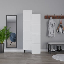 Decortie Stair Modern Storage Cabinet Multipurpose White Bathroom Living Room H 156Cm - thumbnail 6