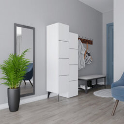 Decortie Stair Modern Storage Cabinet Multipurpose White Bathroom Living Room H 156Cm - thumbnail 5