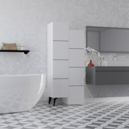 Decortie Stair Modern Storage Cabinet Multipurpose White Bathroom Living Room H 156Cm - thumbnail 8