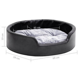 Berkfield Luxury Dog Bed Black And Grey 69X59X19 Cm Plush And Faux Leather - thumbnail 8