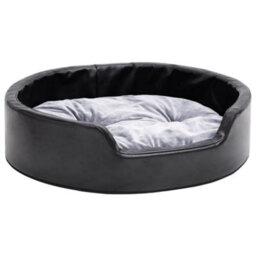Berkfield Luxury Dog Bed Black And Grey 69X59X19 Cm Plush And Faux Leather