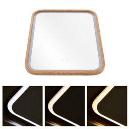Living And Home Natural Wood Wall-Mounted Bathroom Adjustable Led Vanity Mirror With Demister - thumbnail 3