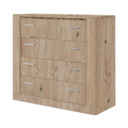 Arte Idea Contemporary Chest Of Drawers Silver Handles 4 Drawers Oak San Remo Effect H910mm W1000mm D420mm - thumbnail 2