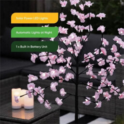 Solar Cherry Blossom Tree Stake Lights, 120Cm 100 Led Weatherproof Outdoor Garden Decor, Cordless Design - thumbnail 5