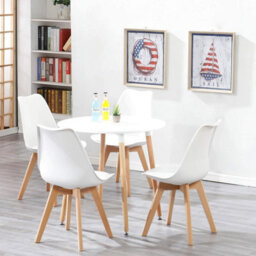 Kosy Koala Dining Table White Wood Kitchen Place For 4 Seats, Dining Table Only (White H 75 X L 90 X W 90 Cm) - thumbnail 2