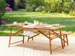 Beliani Garden Dining Table Tindari 180 Cm 90 Cm Bamboo Light Brown - thumbnail 2