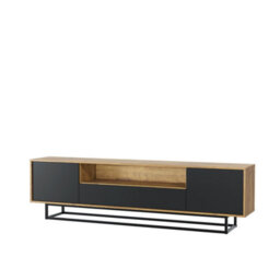 Creative Furniture Rift Loft Tv Unit 200Cm - Dark Oak & Black - thumbnail 8
