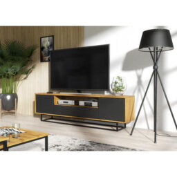 Creative Furniture Rift Loft Tv Unit 200Cm - Dark Oak & Black - thumbnail 6