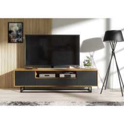Creative Furniture Rift Loft Tv Unit 200Cm - Dark Oak & Black - thumbnail 2