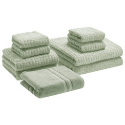Beliani Set Of 9 Towels Atai Cotton Light Green - thumbnail 1