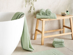 Beliani Set Of 9 Towels Atai Cotton Light Green - thumbnail 2