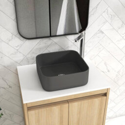Royal Bathrooms Orion 600mm Natural Oak Wall Hung Plain White Countertop Vanity Unit 2 Drawer With Art Square Basin & Chrome Accent Trim - thumbnail 5
