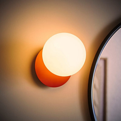 Valuelights Darla Rust Frosted Globe Bathroom Wall Light And Bulb - image 1