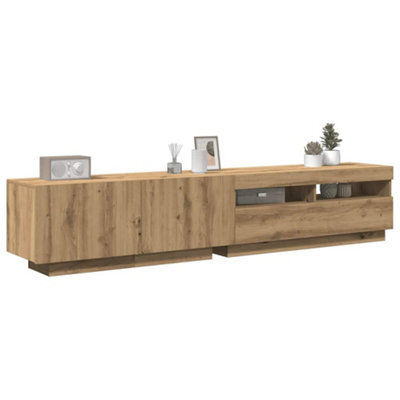 Berkfield Tv Cabinet With Led Lights Artisan Oak 200X35X40 Cm Engineered Wood - image 1
