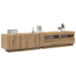 Berkfield Tv Cabinet With Led Lights Artisan Oak 200X35X40 Cm Engineered Wood - thumbnail 1