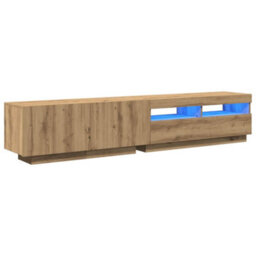 Berkfield Tv Cabinet With Led Lights Artisan Oak 200X35X40 Cm Engineered Wood - thumbnail 3