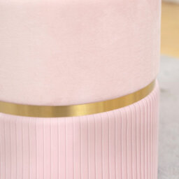 Homcom Round Pouffe Storage Footstool With Hidden Space, Pink - thumbnail 8