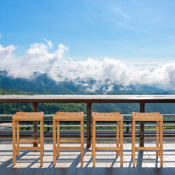 Gainoom 2Pcs Outdoor 76Cm Height Bar Chair Natural Patio Acacia Wood Bar Stool Set - thumbnail 5