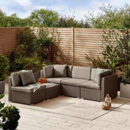 Furniturebox Orlando Brown Rattan Garden Sofa Modular Outdoor Patio Couch Seating, Table & 4 Chairs Garden Corner Sofa Set +Cover - thumbnail 2