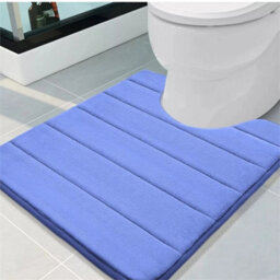 Blue Memory Foam Bath Mat Pedestal Set Non Slip Toilet Bathroom Contour Rugs 3 Piece - thumbnail 3