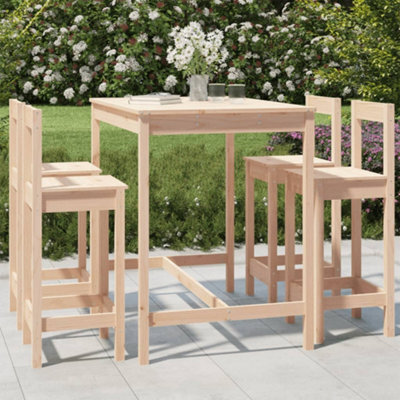 Berkfield 5 Piece Garden Bar Set Solid Wood Pine - image 1