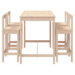 Berkfield 5 Piece Garden Bar Set Solid Wood Pine - thumbnail 5