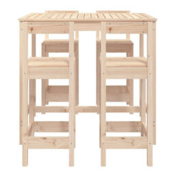 Berkfield 5 Piece Garden Bar Set Solid Wood Pine - thumbnail 4