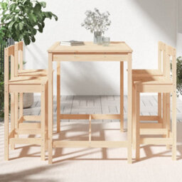 Berkfield 5 Piece Garden Bar Set Solid Wood Pine - thumbnail 3