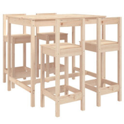 Berkfield 5 Piece Garden Bar Set Solid Wood Pine - thumbnail 2