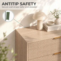 Homcom Bedroom Chest Of Drawers With 4 Drawers And Gold-Tone Handles Natural - thumbnail 7