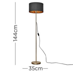 Valuelights Charles Gold Floor Lamp With Black And Metallic Shade And Bulb - thumbnail 8