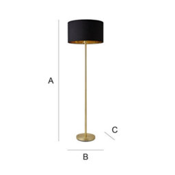 Valuelights Charles Gold Floor Lamp With Black And Metallic Shade And Bulb - thumbnail 9