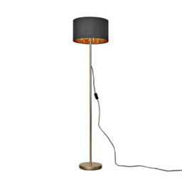 Valuelights Charles Gold Floor Lamp With Black And Metallic Shade And Bulb - thumbnail 1