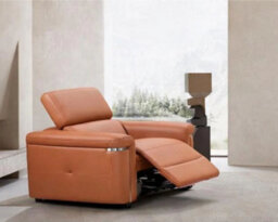 Stratus Interiors Somerville Electric Leather Recliner Armchair - Tan -  Usb Charging And Cup Holders - Power Recliner 1 Seater